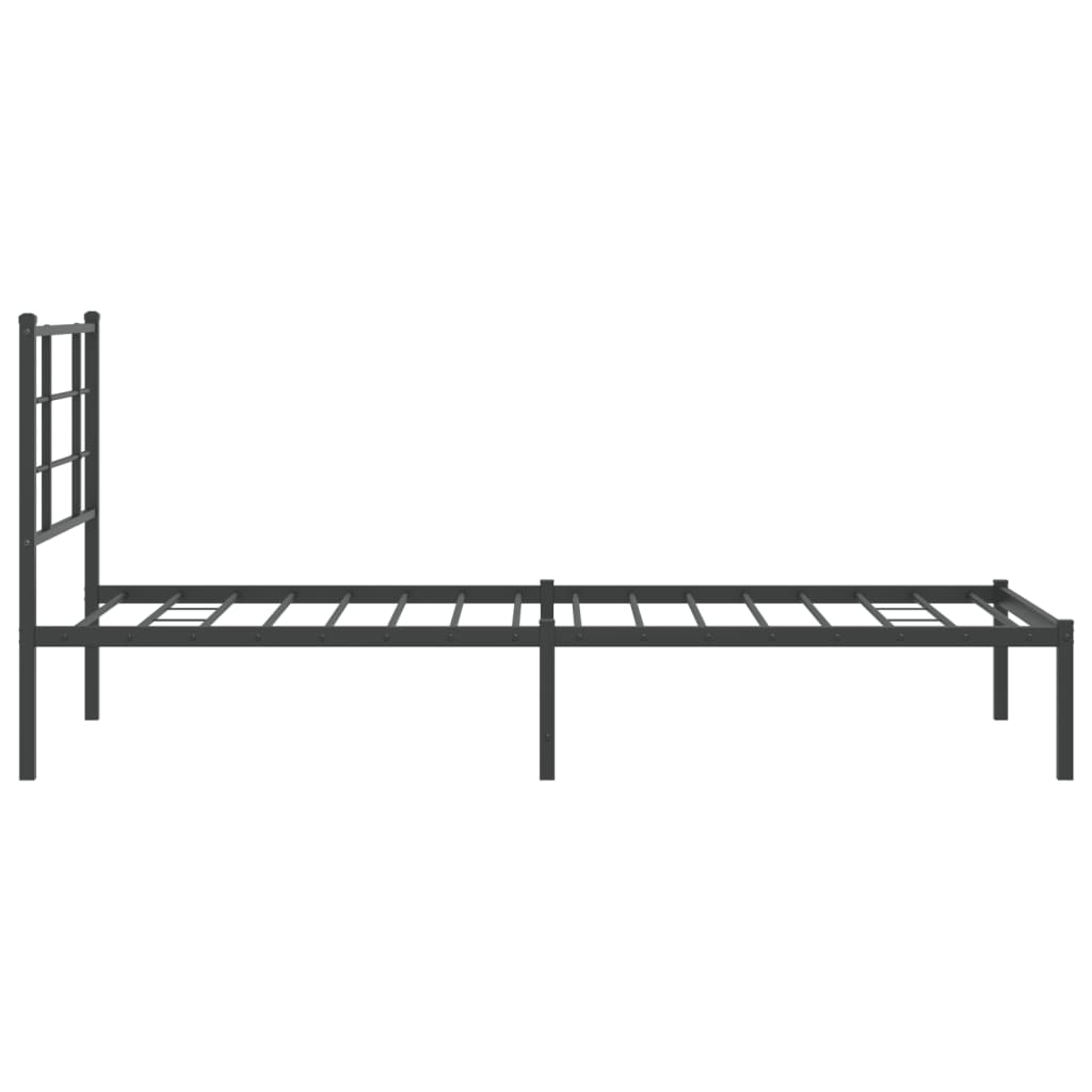 Metal Bed Frame without Mattress with Headboard Black 90x200cm