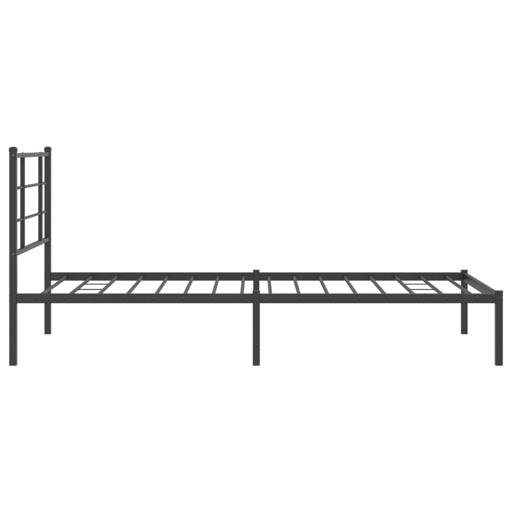 Metal Bed Frame without Mattress with Headboard Black 107x203cm