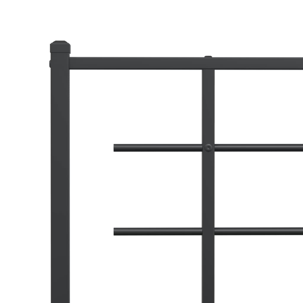 Metal Bed Frame without Mattress with Headboard Black 107x203cm