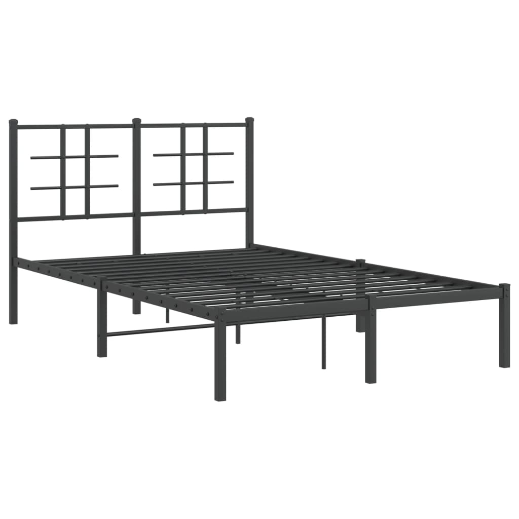 Metal Bed Frame without Mattress with Headboard Black 120x190cm