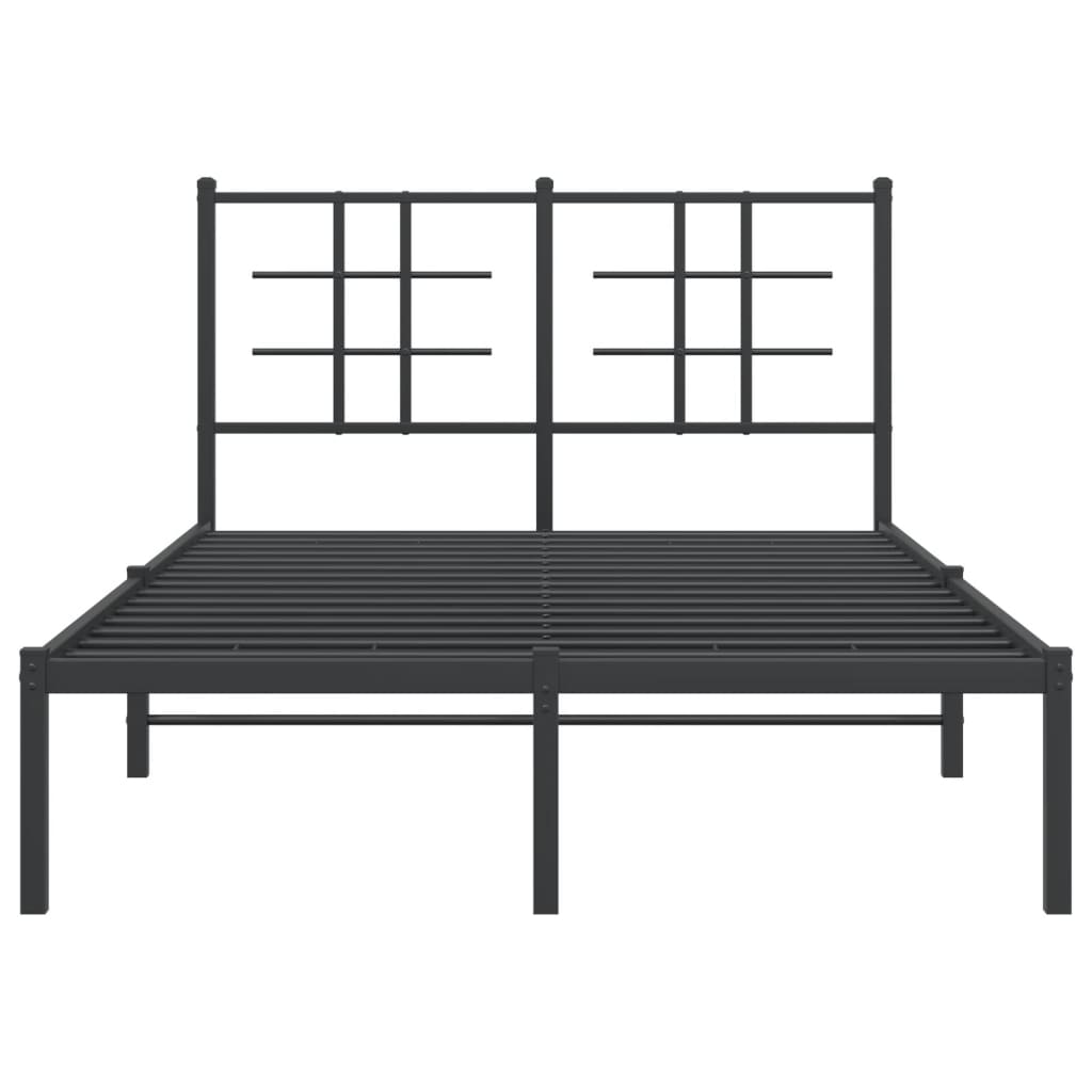 Metal Bed Frame without Mattress with Headboard Black 120x190cm