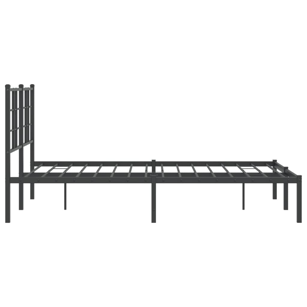 Metal Bed Frame without Mattress with Headboard Black 120x190cm