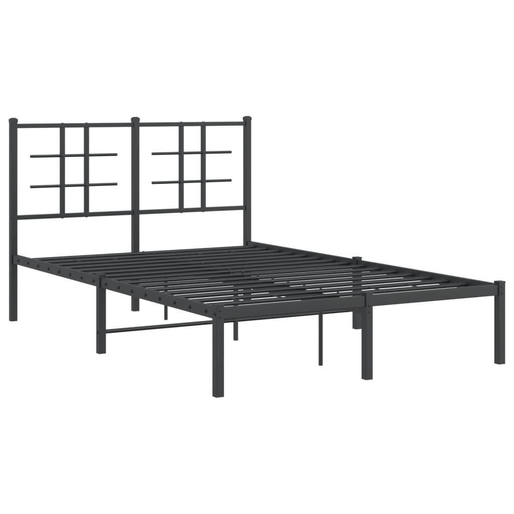 Metal Bed Frame without Mattress with Headboard Black 120x200cm
