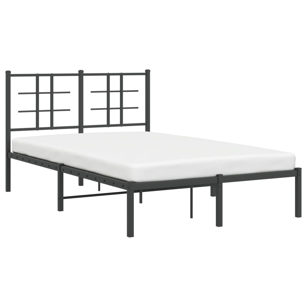 Metal Bed Frame without Mattress with Headboard Black 120x200cm