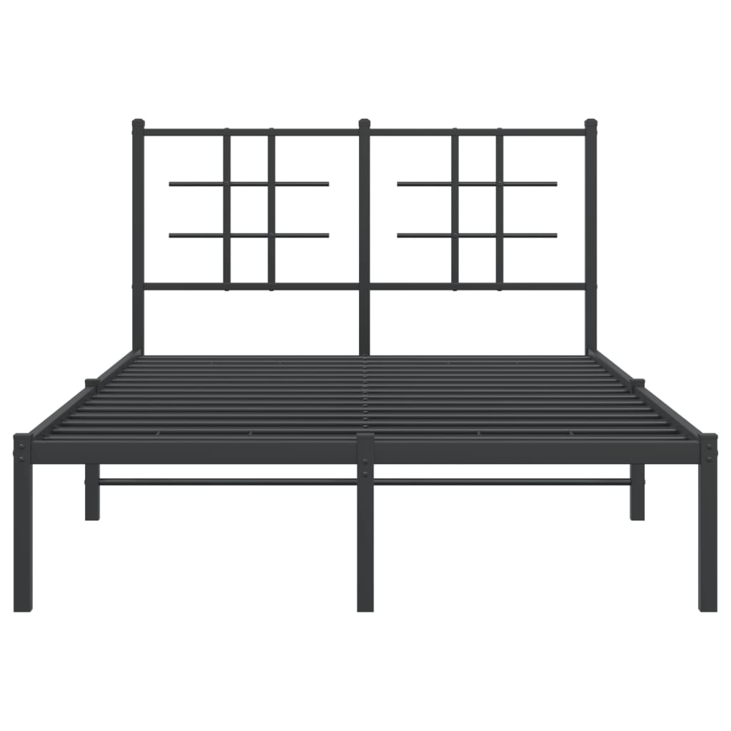 Metal Bed Frame without Mattress with Headboard Black 120x200cm