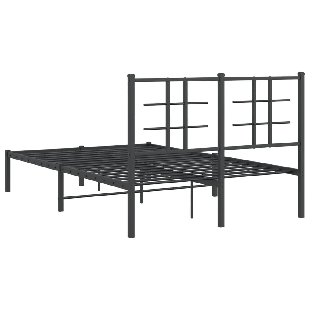 Metal Bed Frame without Mattress with Headboard Black 120x200cm