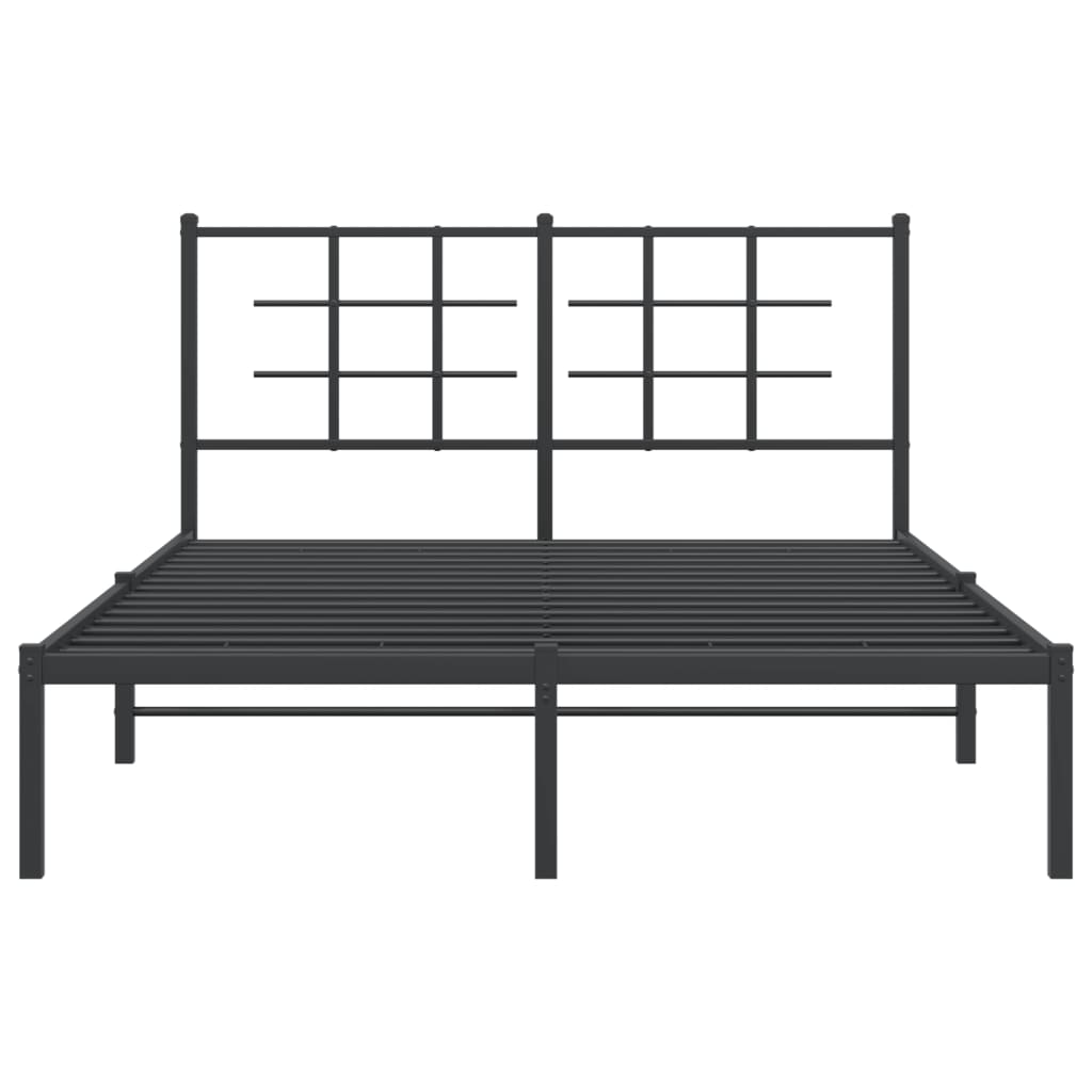Metal Bed Frame without Mattress with Headboard Black 135x190cm