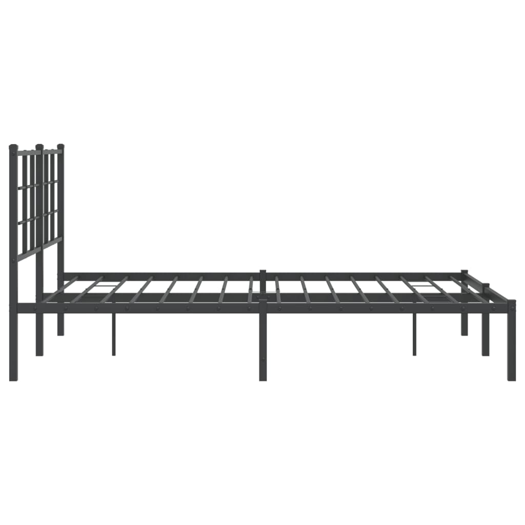 Metal Bed Frame without Mattress with Headboard Black 135x190cm