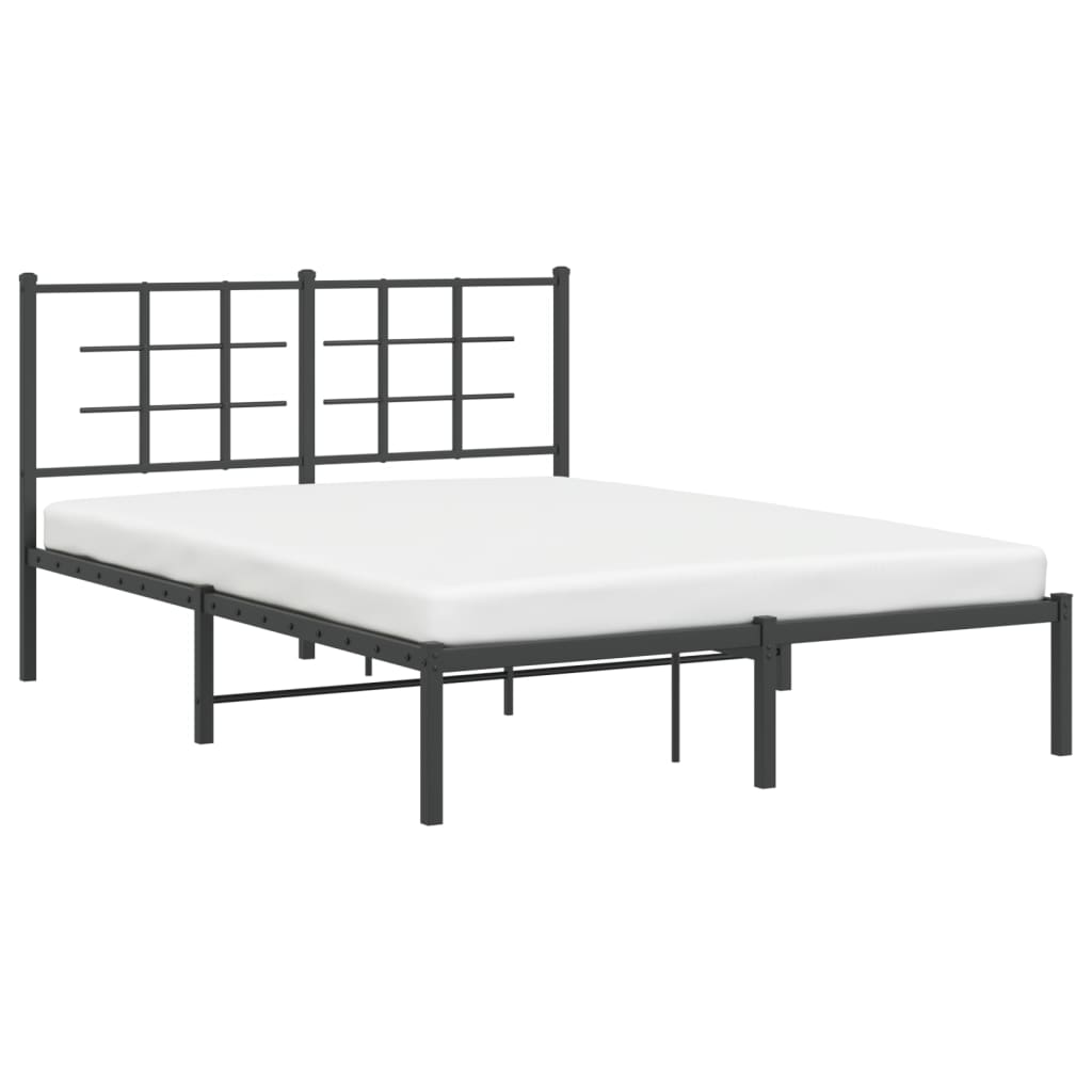 Metal Bed Frame without Mattress with Headboard Black 140x200cm