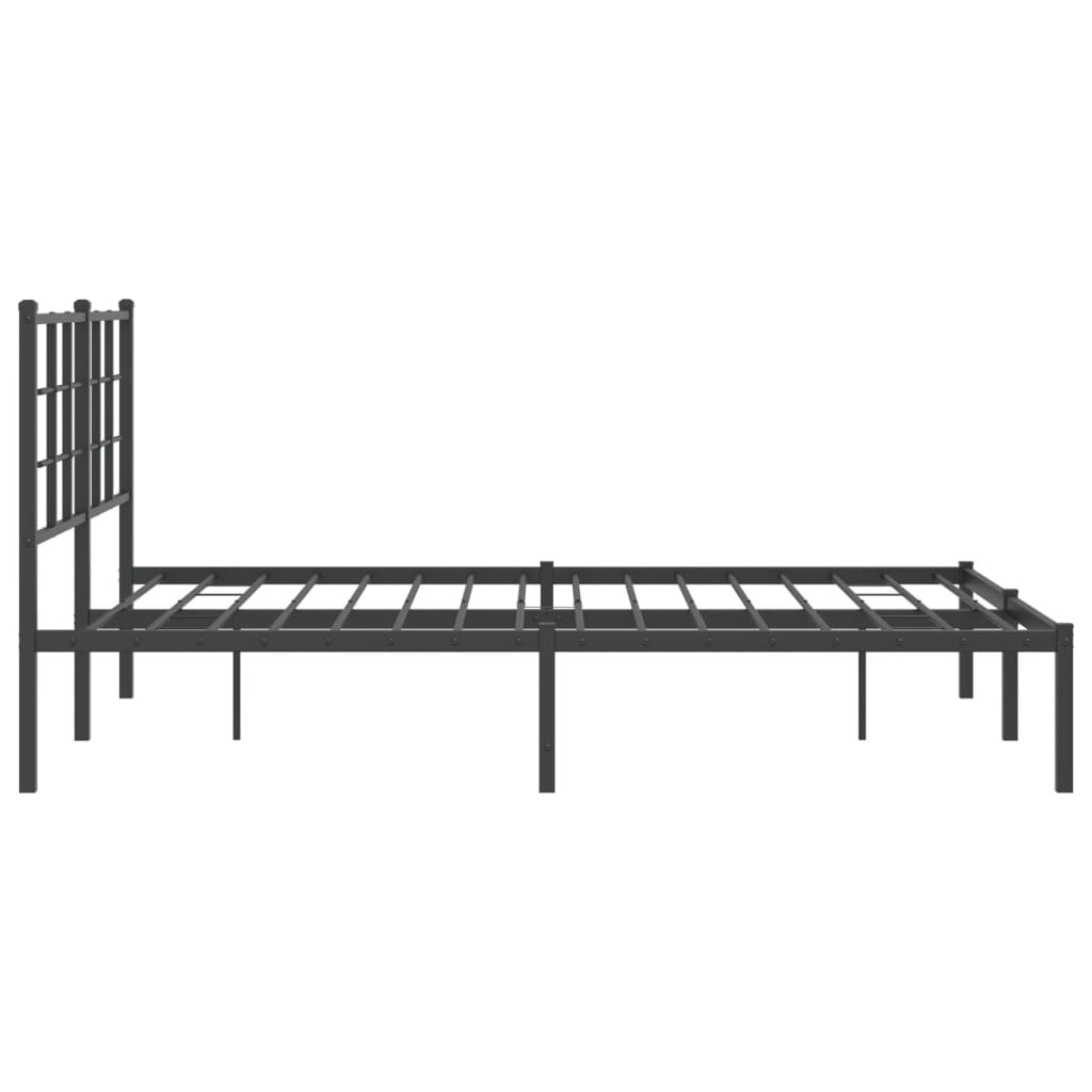 Metal Bed Frame without Mattress with Headboard Black 140x200cm
