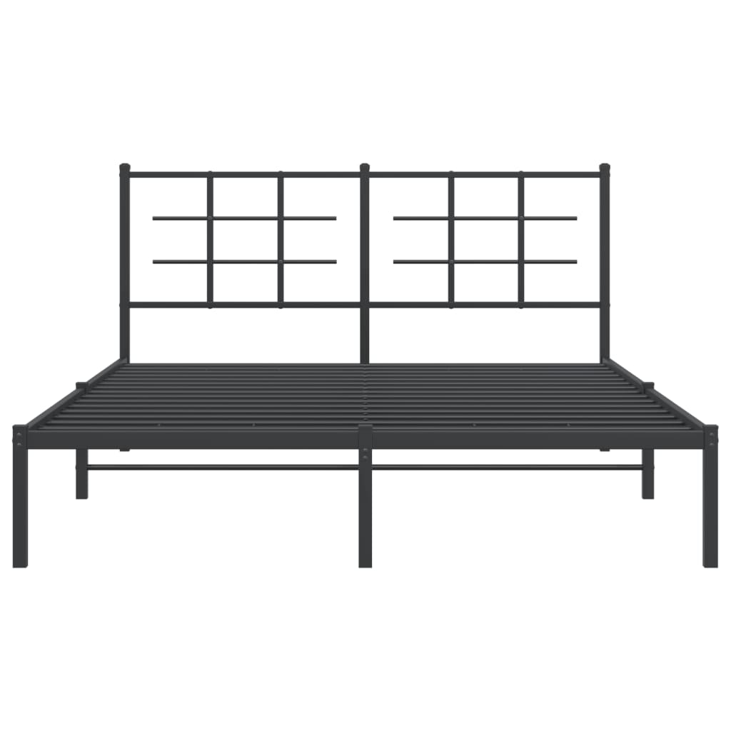 Metal Bed Frame without Mattress with Headboard Black 150x200cm