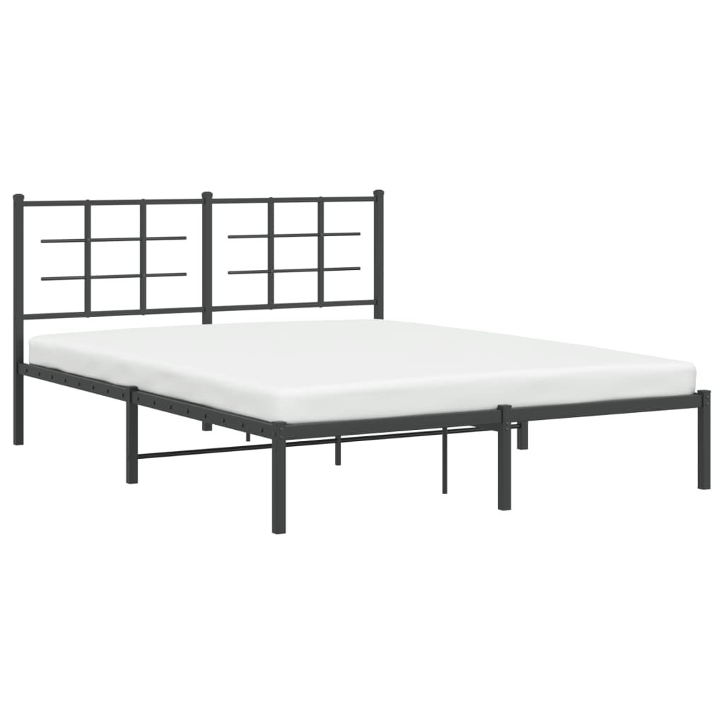 Metal Bed Frame without Mattress with Headboard Black 160x200cm