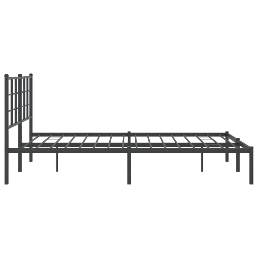 Metal Bed Frame without Mattress with Headboard Black 160x200cm
