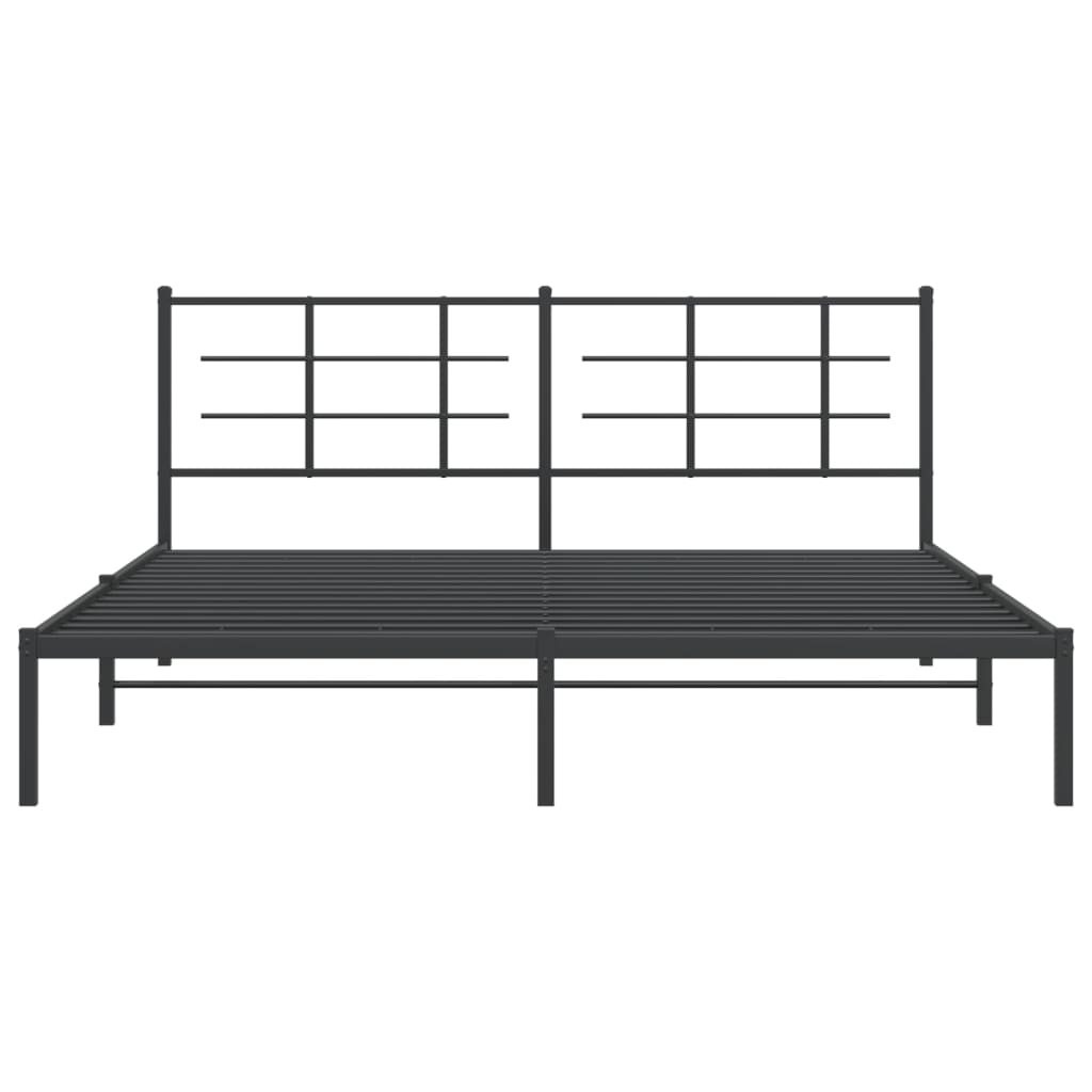 Metal Bed Frame without Mattress with Headboard Black 180x200cm