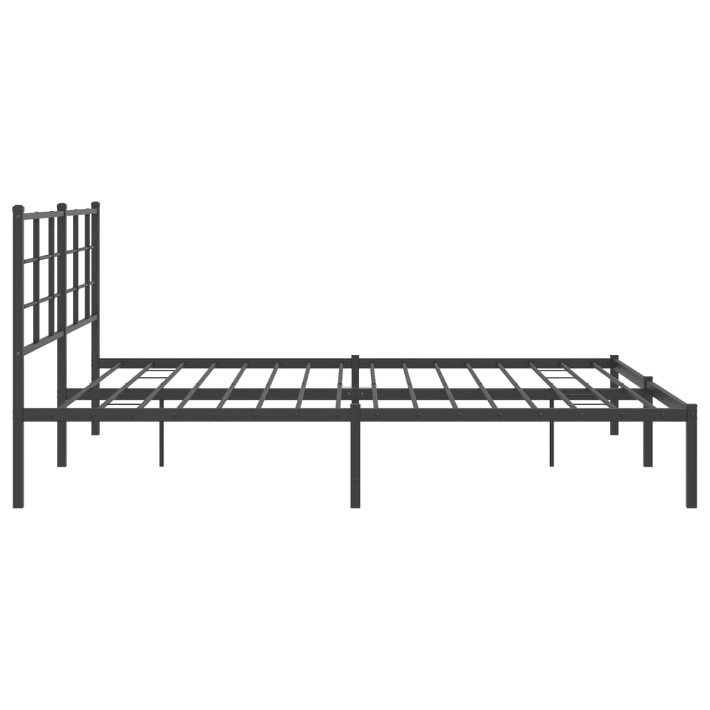 Metal Bed Frame without Mattress with Headboard Black 180x200cm