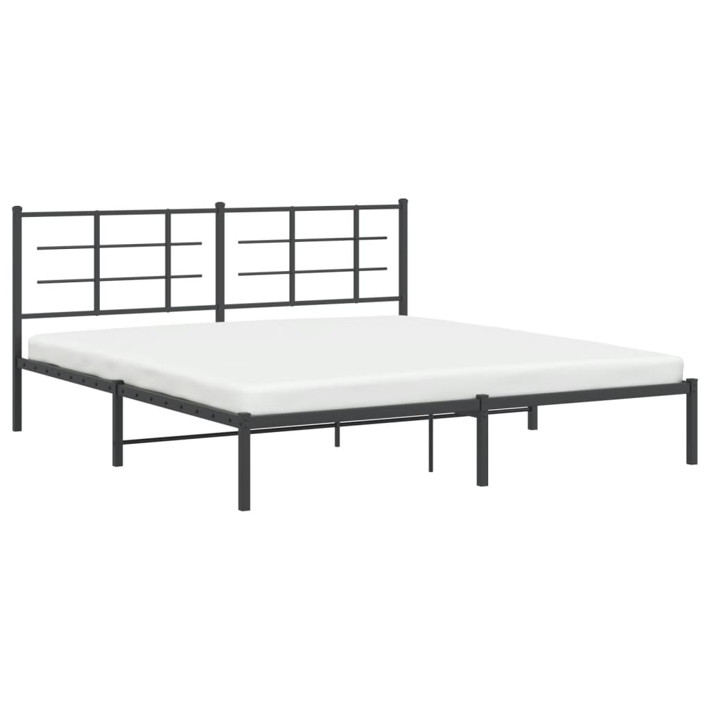 Metal Bed Frame without Mattress with Headboard Black 183x213cm