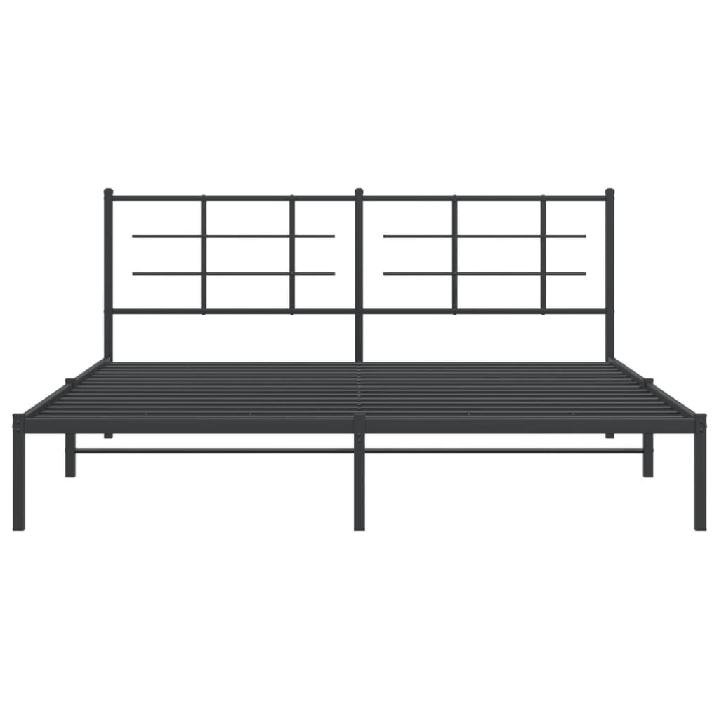 Metal Bed Frame without Mattress with Headboard Black 183x213cm