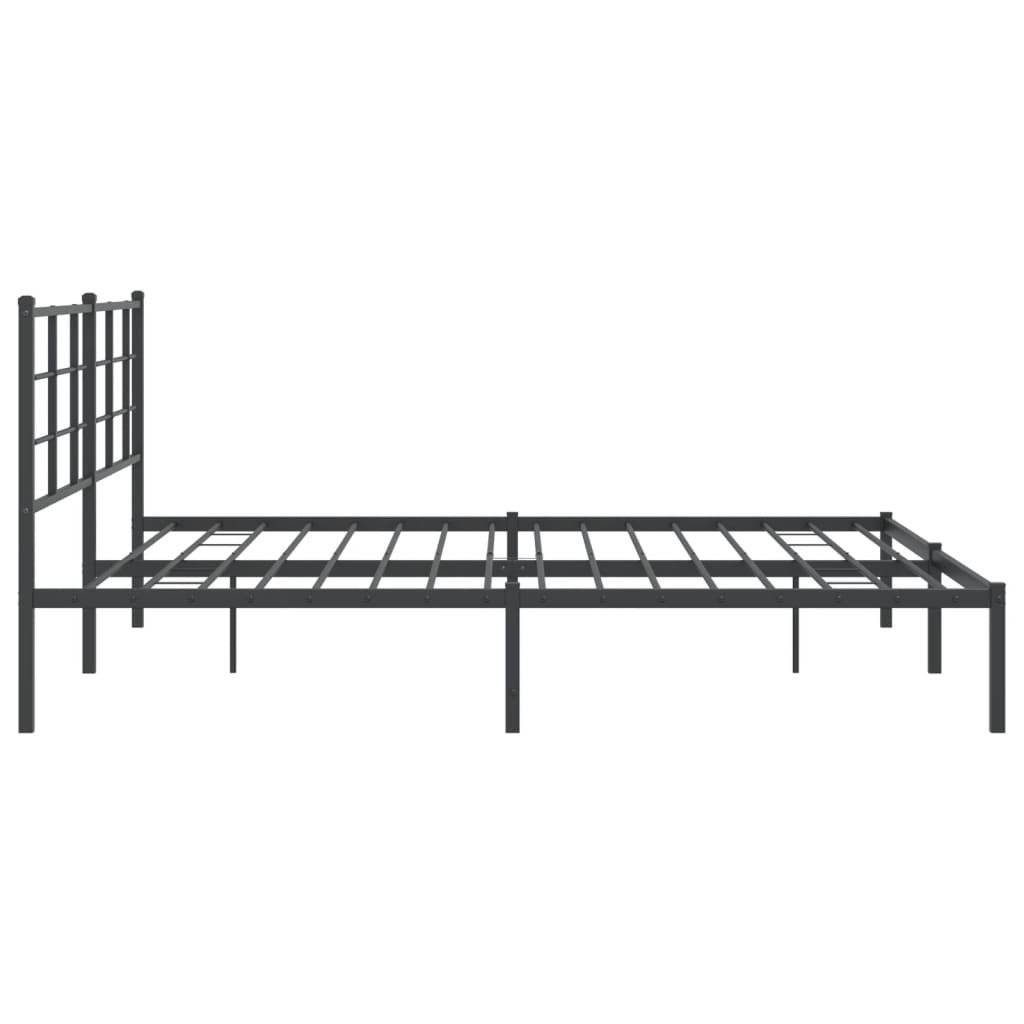 Metal Bed Frame without Mattress with Headboard Black 183x213cm
