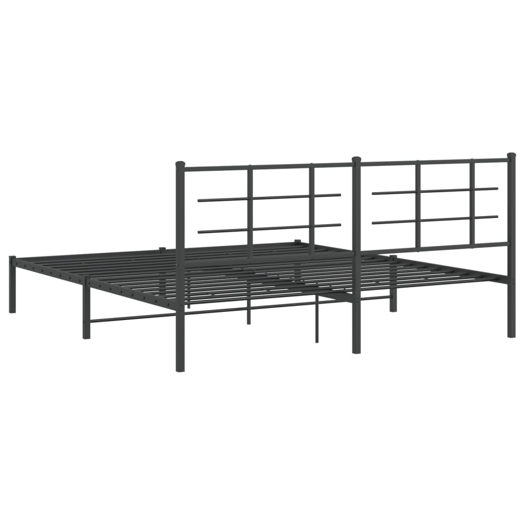 Metal Bed Frame without Mattress with Headboard Black 183x213cm