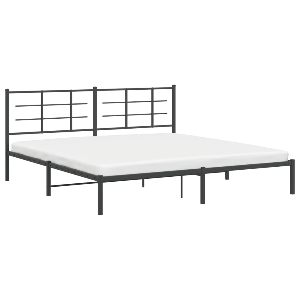 Metal Bed Frame without Mattress with Headboard Black 193x203cm