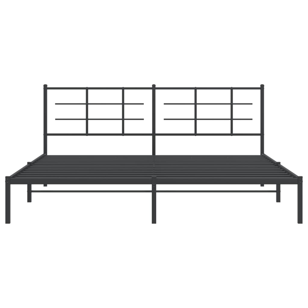Metal Bed Frame without Mattress with Headboard Black 193x203cm