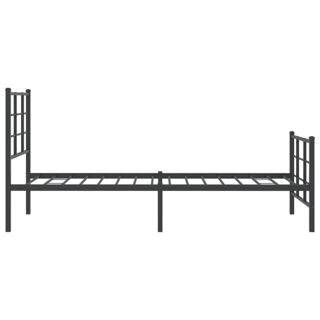 Metal Bed Frame without Mattress with Footboard Black 75x190cm
