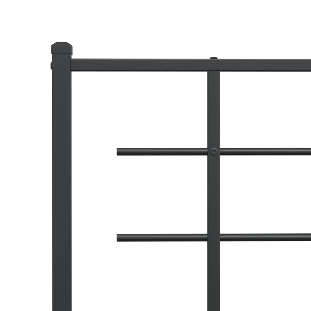 Metal Bed Frame without Mattress with Footboard Black 75x190cm