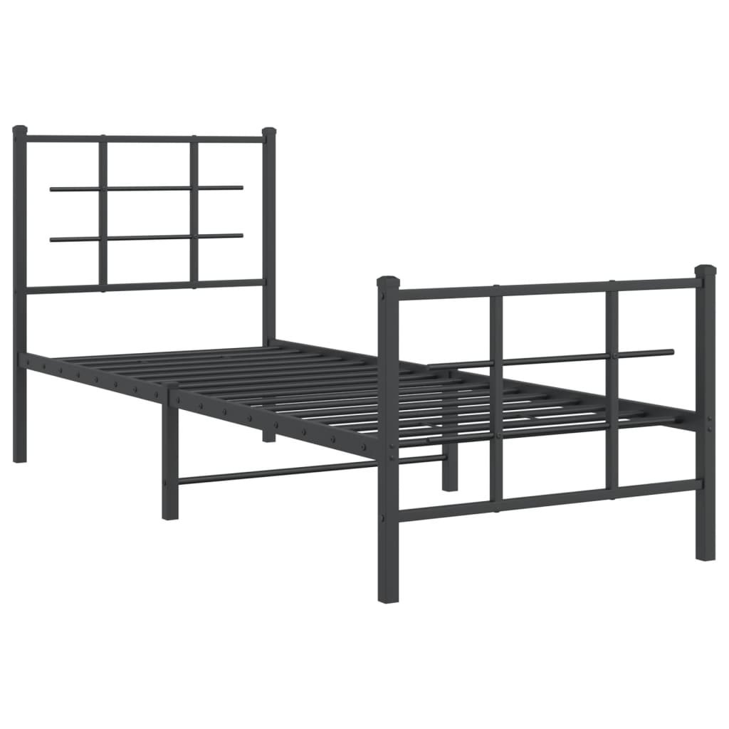 Metal Bed Frame without Mattress with Footboard Black 80x200cm