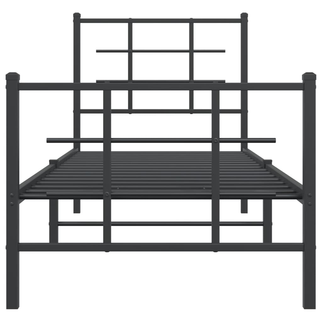 Metal Bed Frame without Mattress with Footboard Black 80x200cm