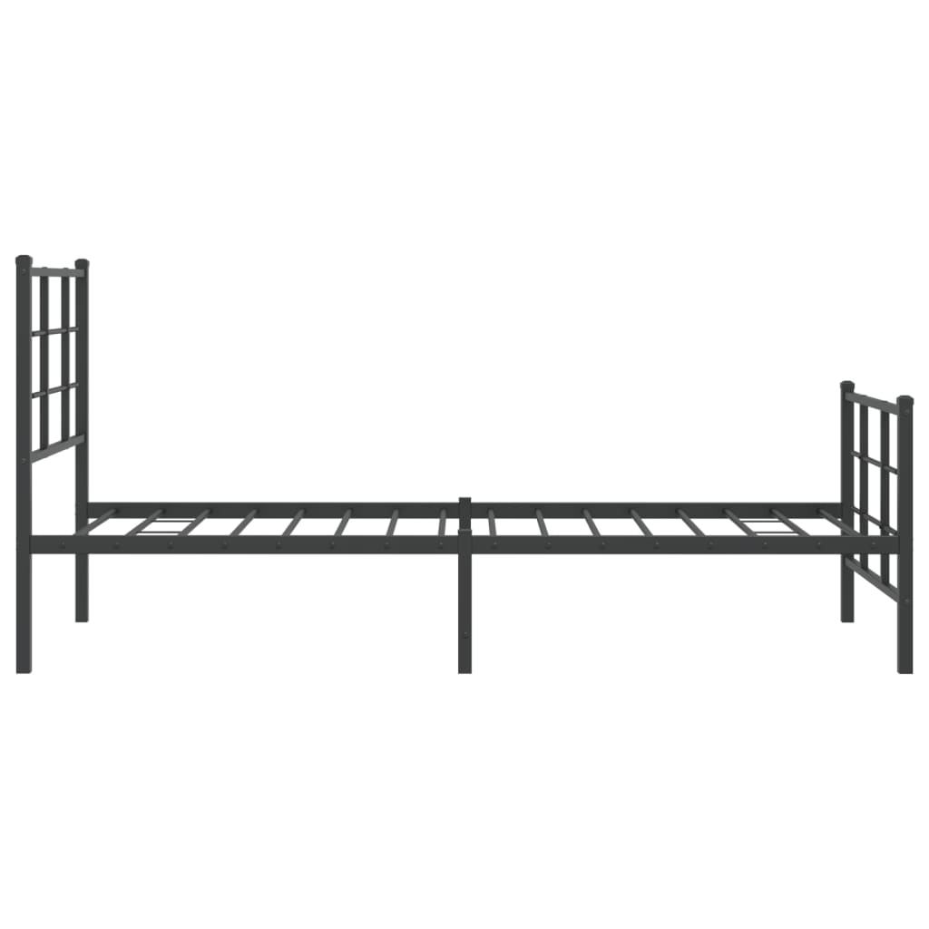 Metal Bed Frame without Mattress with Footboard Black 80x200cm