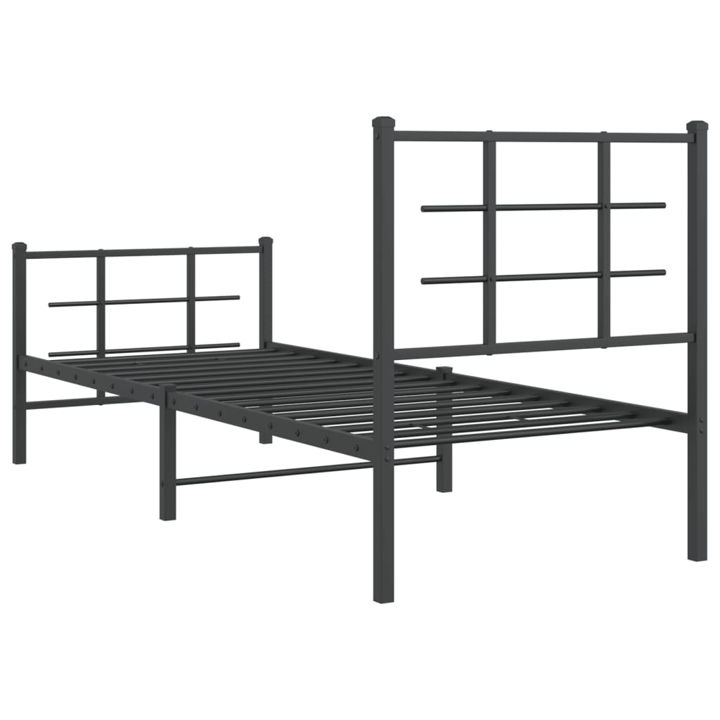 Metal Bed Frame without Mattress with Footboard Black 80x200cm