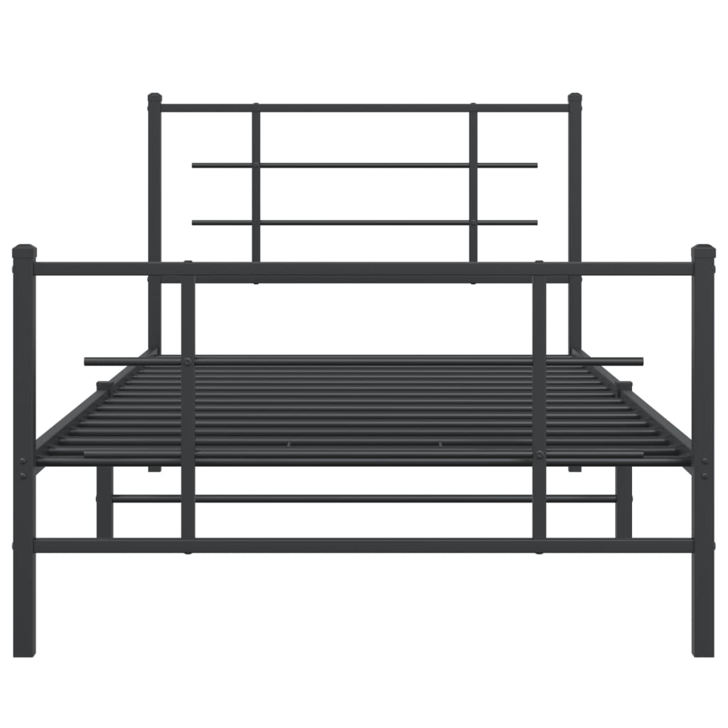 Metal Bed Frame without Mattress with Footboard Black 100x190cm