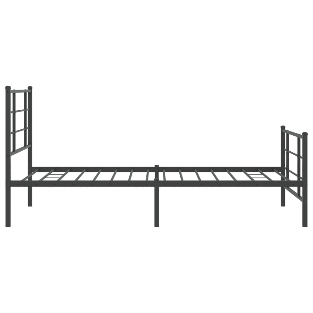 Metal Bed Frame without Mattress with Footboard Black 100x190cm