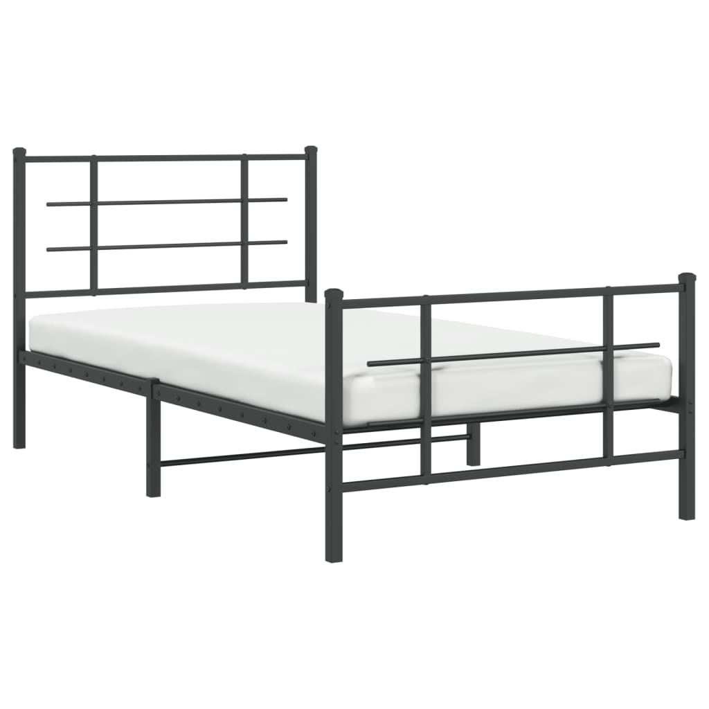 Metal Bed Frame without Mattress with Footboard Black 100x200cm