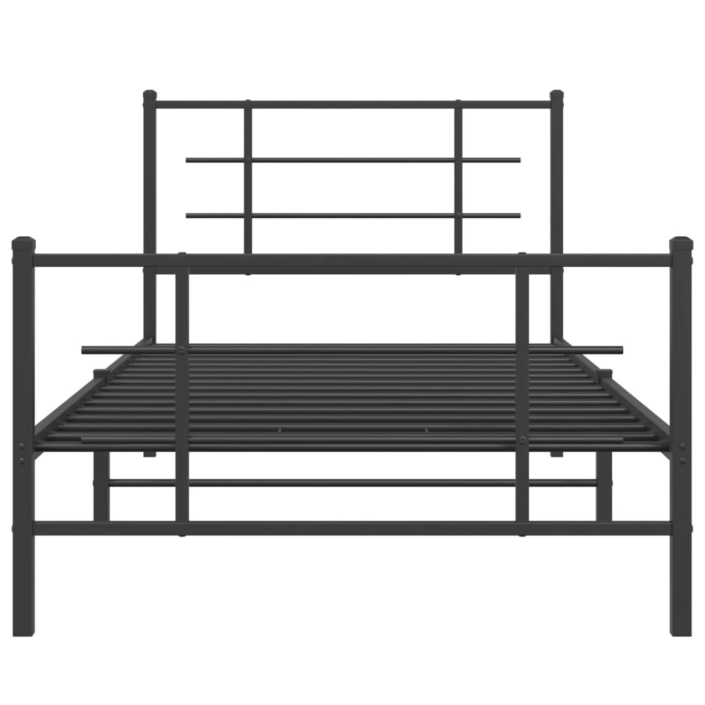 Metal Bed Frame without Mattress with Footboard Black 100x200cm