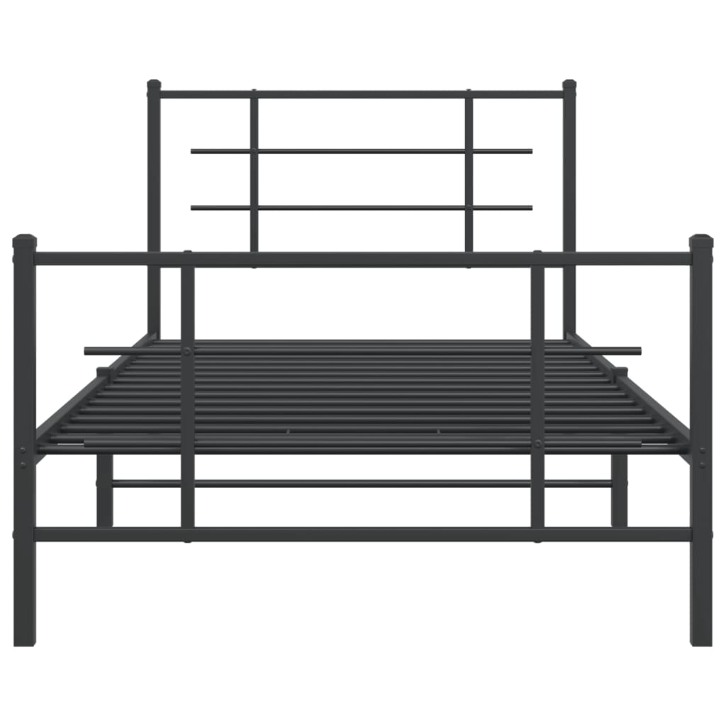 Metal Bed Frame without Mattress with Footboard Black 107x203cm