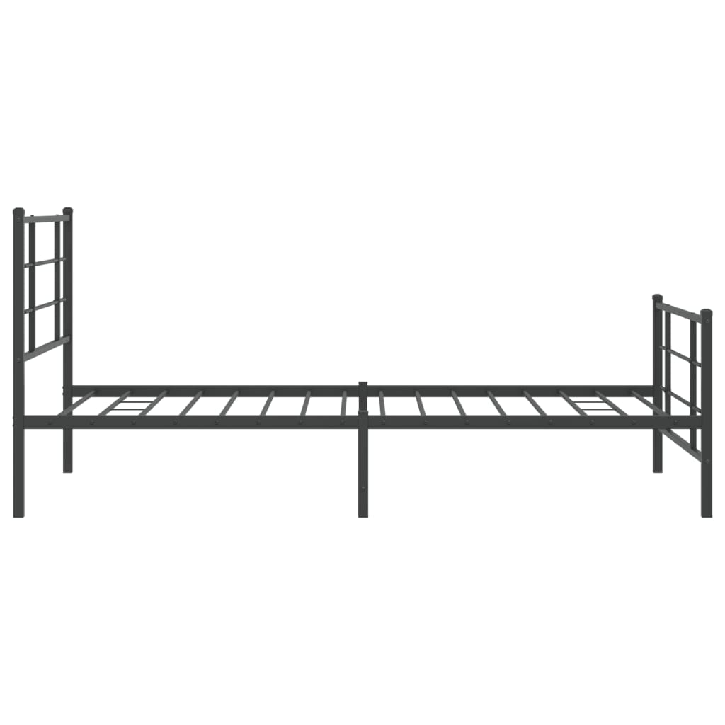 Metal Bed Frame without Mattress with Footboard Black 107x203cm
