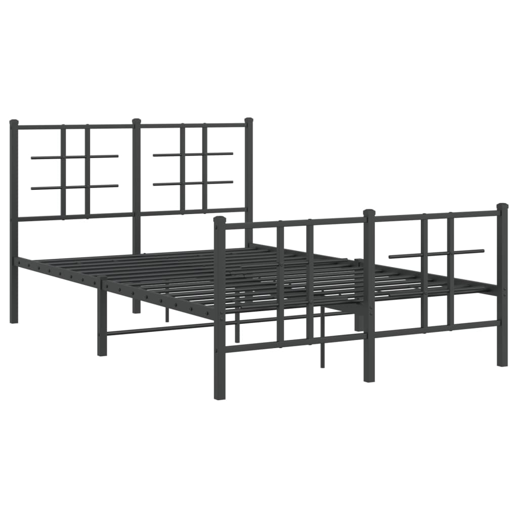 Metal Bed Frame without Mattress with Footboard Black 120x190cm