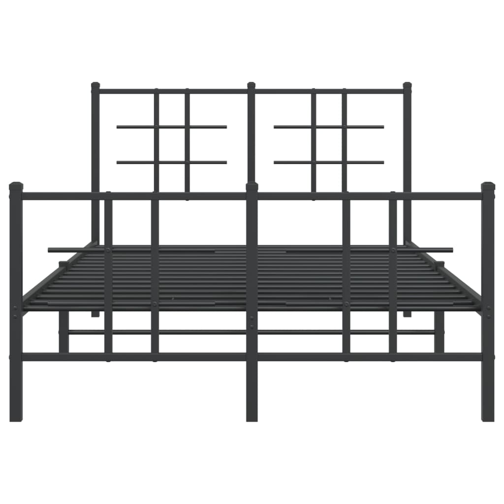 Metal Bed Frame without Mattress with Footboard Black 120x190cm
