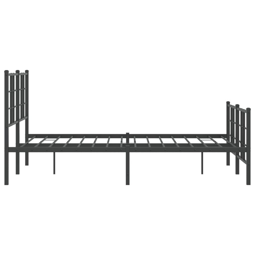 Metal Bed Frame without Mattress with Footboard Black 120x190cm