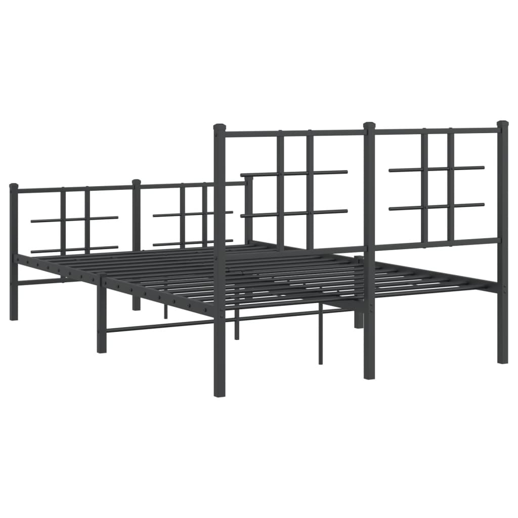 Metal Bed Frame without Mattress with Footboard Black 120x190cm