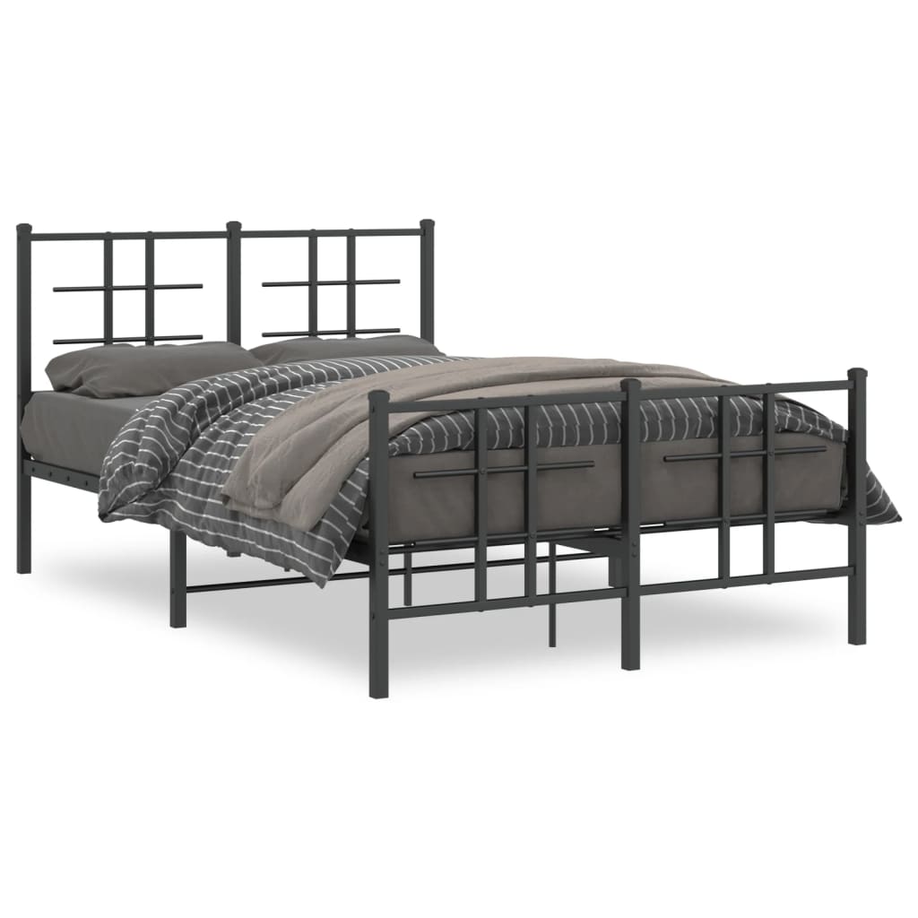 Metal Bed Frame without Mattress with Footboard Black 120x200cm
