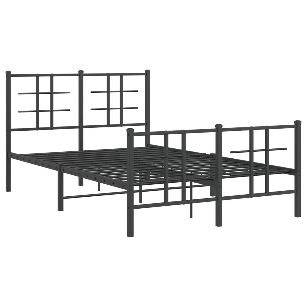Metal Bed Frame without Mattress with Footboard Black 120x200cm