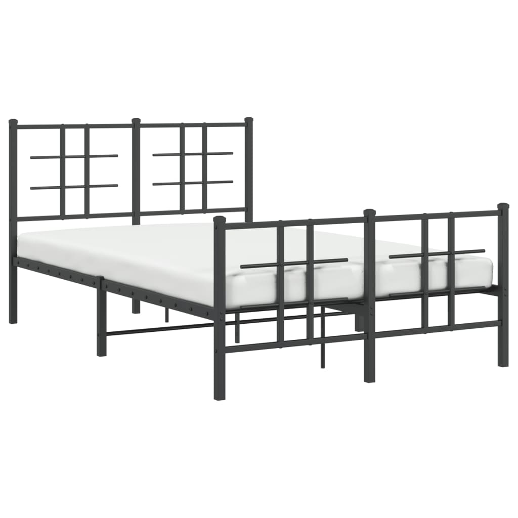Metal Bed Frame without Mattress with Footboard Black 120x200cm