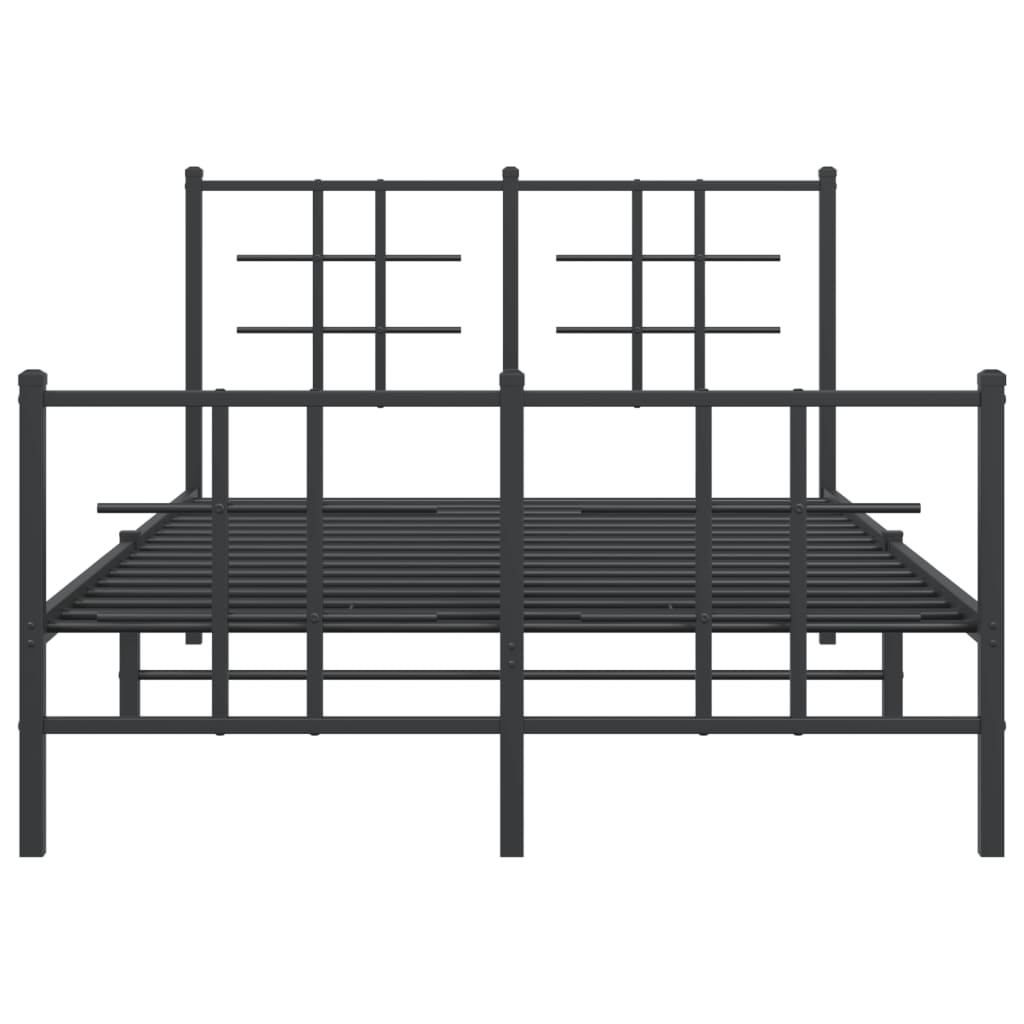 Metal Bed Frame without Mattress with Footboard Black 120x200cm