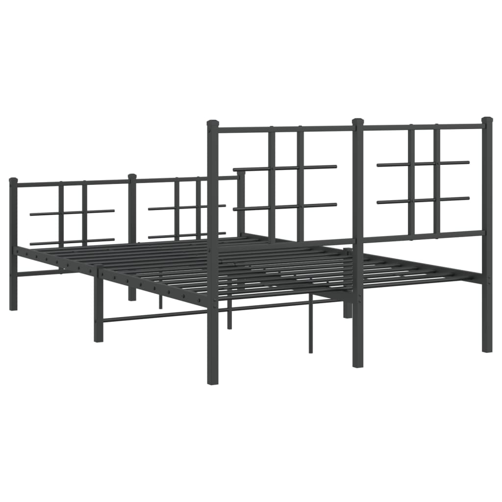 Metal Bed Frame without Mattress with Footboard Black 120x200cm