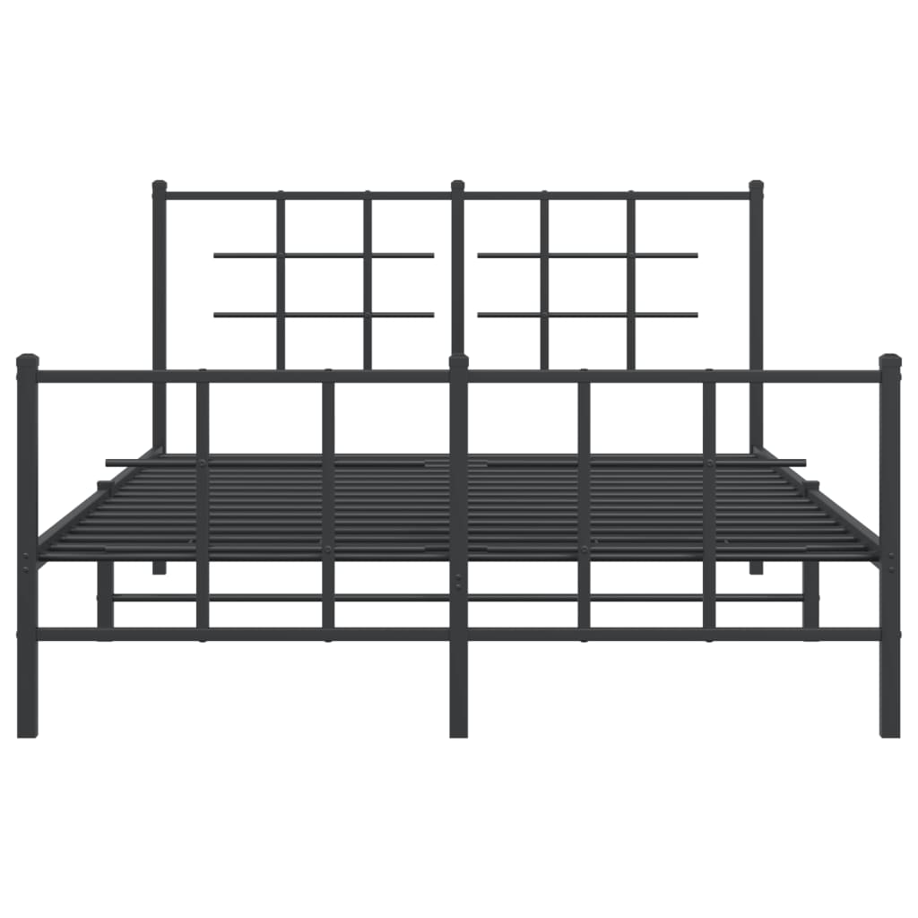 Metal Bed Frame without Mattress with Footboard Black 135x190cm