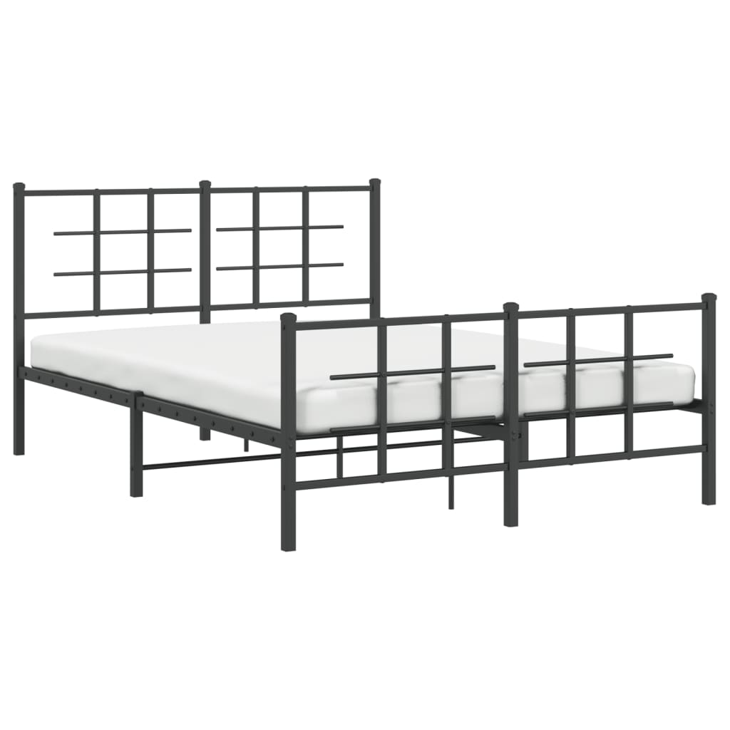 Metal Bed Frame without Mattress with Footboard Black 140x190cm