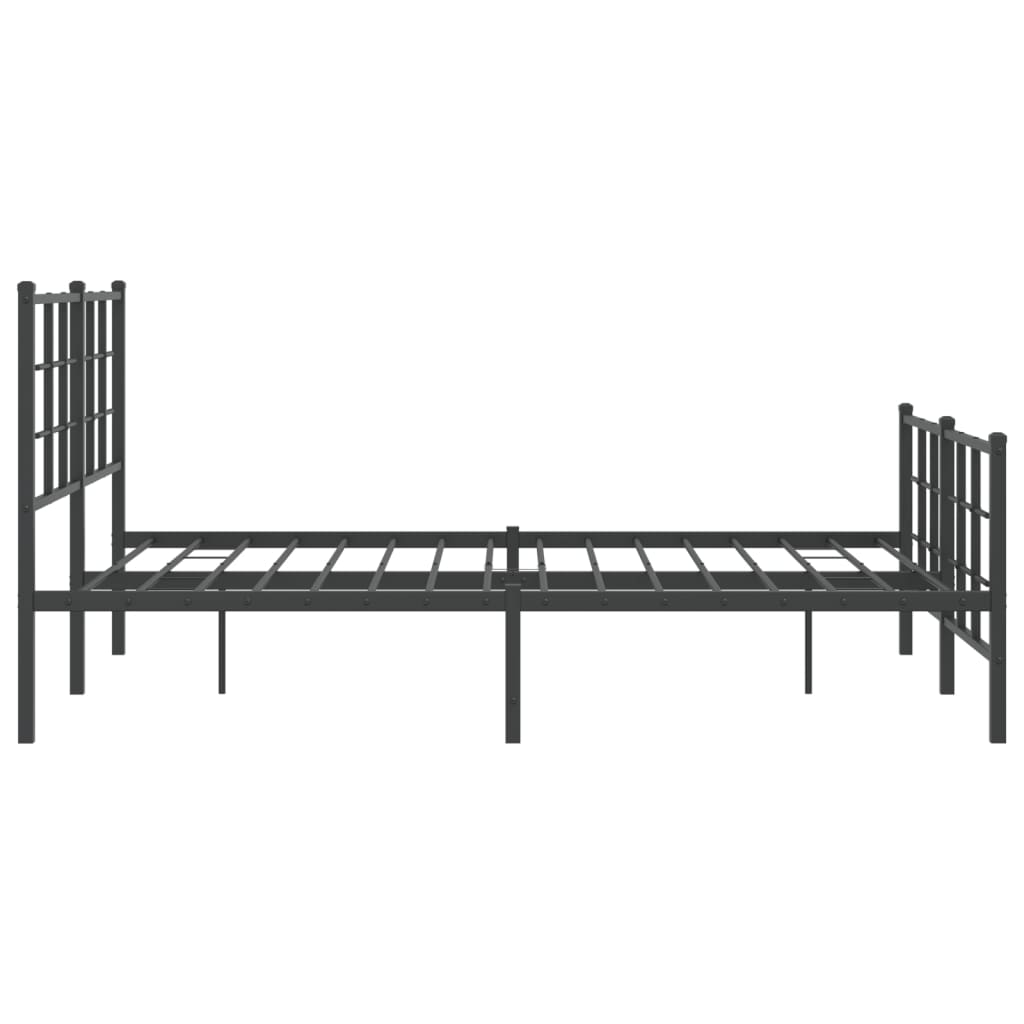 Metal Bed Frame without Mattress with Footboard Black 140x190cm
