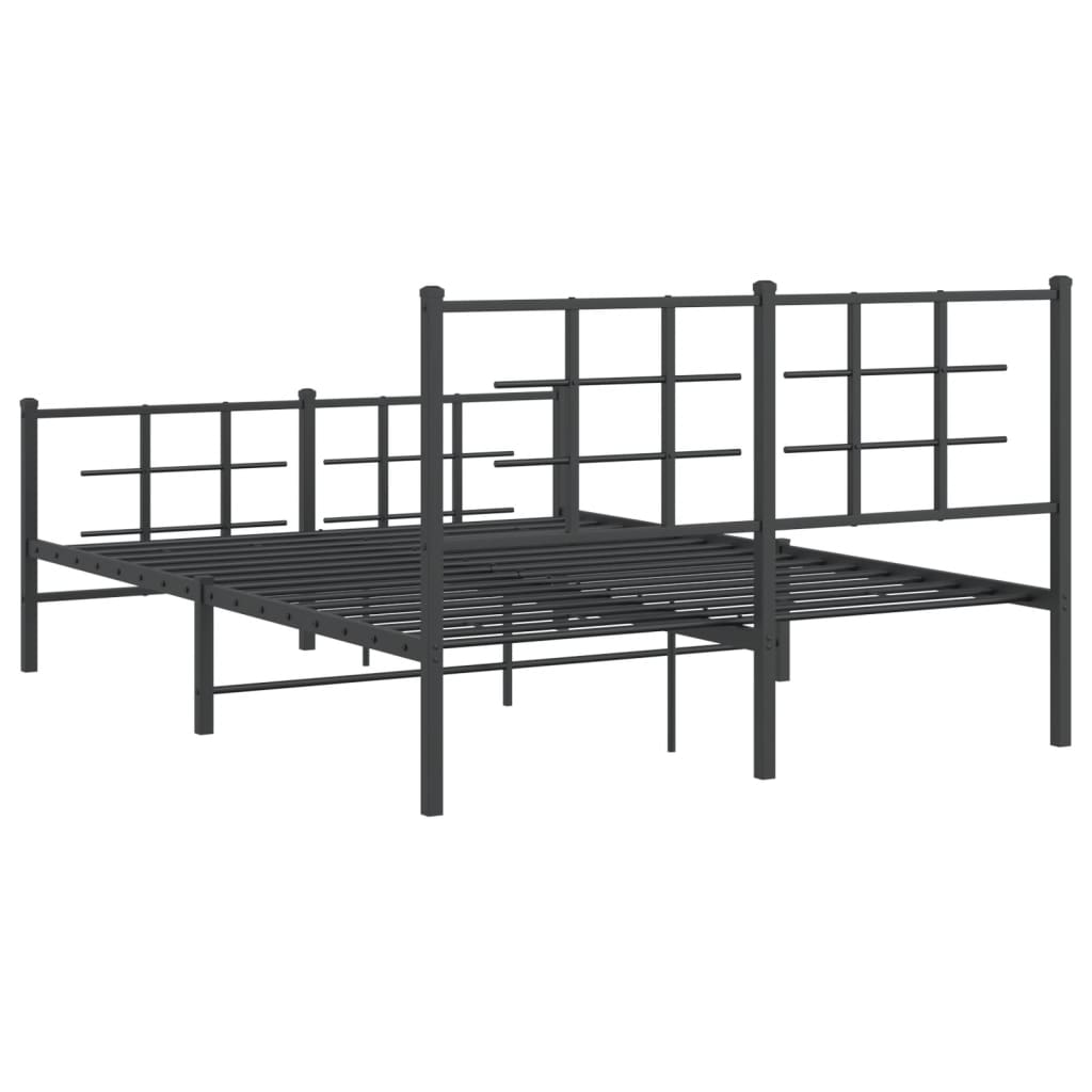 Metal Bed Frame without Mattress with Footboard Black 140x190cm